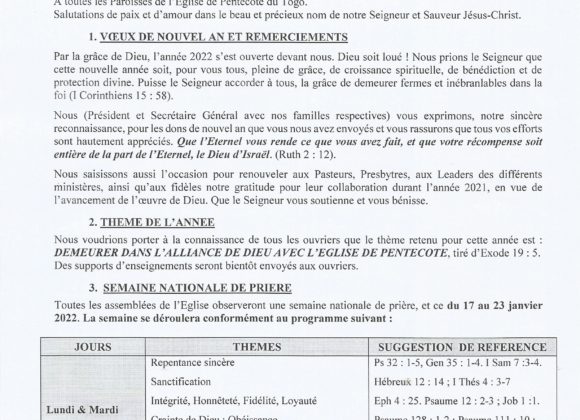 Lettre Circulaire du 04 Janv. 2022